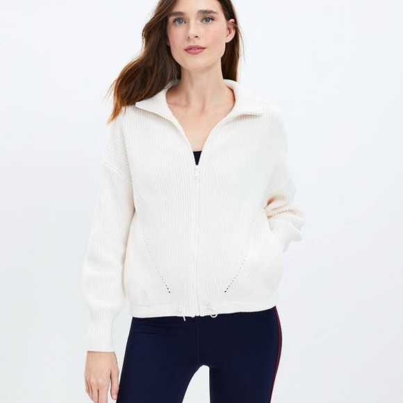 Lou & Grey Sweaters - Lou & Grey Cream Mock Neck Sweater Zip Up